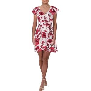 Free People Women's Small Ivory French Quarter Printed Mini Wrap Dress